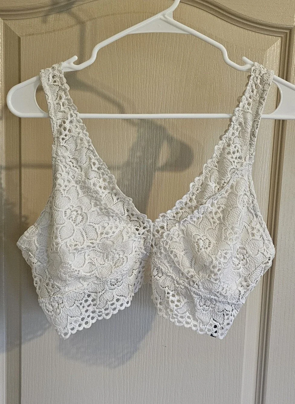 Aerie Off White Lace Racerback Pullover Wirefree Bralette Bra Size XL